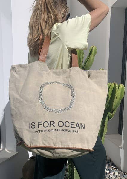 Boho Studio Mykonos canvas beach tote with button detail